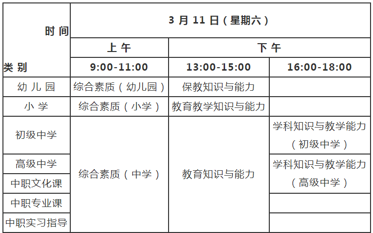 2023年上半年河南教師資格考試筆試時間表